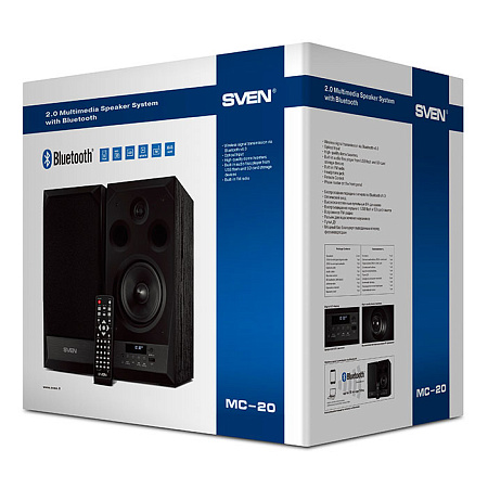 Speakers SVEN "MC-20" Black, 90w, Bluetooth, SD, USB Flash, Remote Control, FM, 3.5mm jack