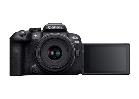 Беззеркальный фотоаппарат Canon EOS R10 + RF-S 18-45 IS STM & Adapter, Чёрный