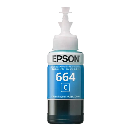 Контейнер с чернилами Epson T664, 70мл, Голубой,бумага ,чернила, Opc, тонер, dvd, duracell, батарейки