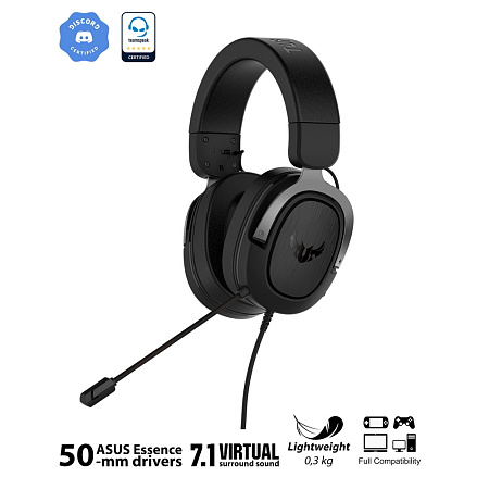 Gaming Headset Asus TUF Gaming H3, 50mm driver, 32 Ohm, 20-20kHz, 294g, Virtual 7.1, Controls on ear Gaming Headset Asus TUF Gaming H3, 50mm driver, 32 Ohm, 20-20kHz, 294g, Virtual 7.1, Controls on ear