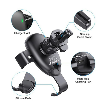 Wesdar Wireless Airvent Car Holder QC2.0, Silver