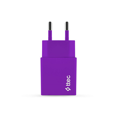ttec Wall Charger with Cable USB to Lightning 2.4A (1.2m) Smart Travel, Purple