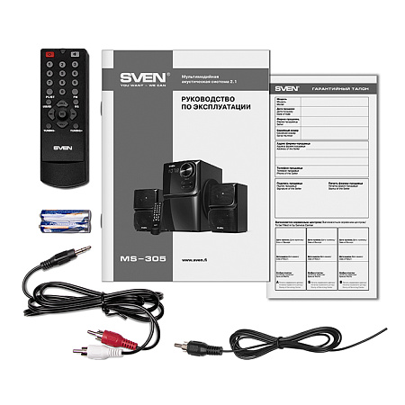 Speakers SVEN "MS-305" Bluetooth, SD-card, USB, FM, Remoute, Black, 40w / 20w + 2x10w / 2.1 Speakers SVEN "MS-305" Bluetooth, SD-card, USB, FM, Remoute, Black, 40w / 20w + 2x10w / 2.1