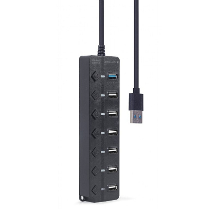 USB 2.0 Hub 7-port with switches, Gembird "UHB-U3P1U2P6P-01", Black