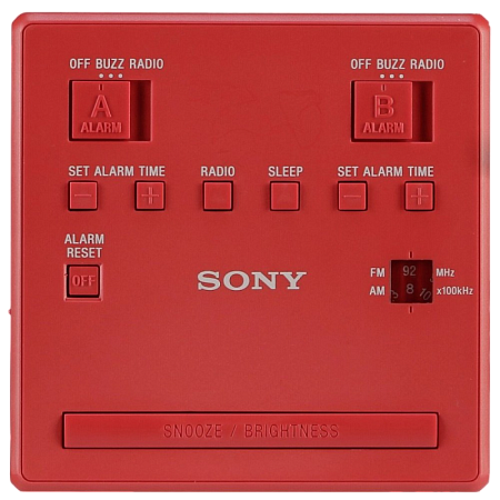 SONY ICF-C1T, Red, Clock Radio with dual alarm, AM/FM