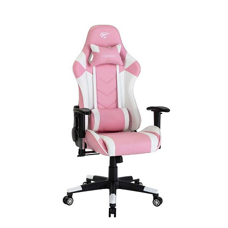 Gaming Chair Havit GC932, Headrest & Lumbar cushion, 2D Armrest, 166 degrees, Pink/White