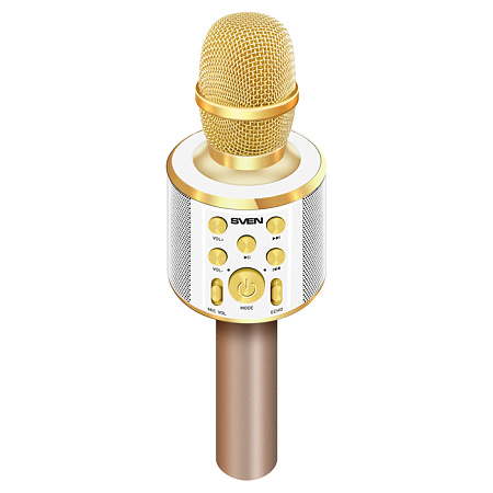 Karaoke Microphone  SVEN "MK-950", White/Gold, Bluetooth, 6w, microSD, 1200mAh