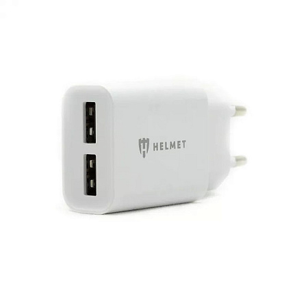 Helmet Wall Charger with Cable USB to Micro-USB 2xUSB 2.4A, White Helmet Wall Charger with Cable USB to Micro-USB 2xUSB 2.4A, White