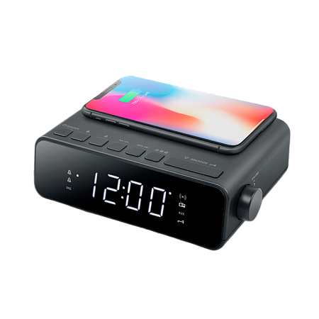 MUSE M-175 WI, Tuner FM, Clocks, Wireless charging 5W, USB charging Port, Black