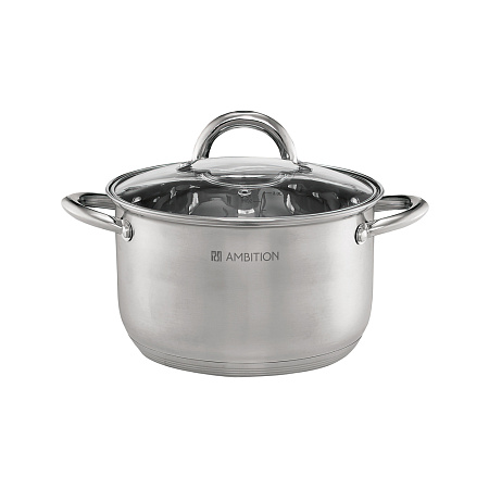 Ambition, Pot With Glass Lid, Solar, 22 Cm, Stainless Steel