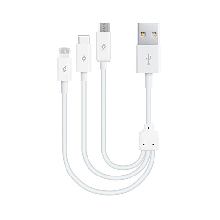 ttec Cable USB 3in1 to Micro-USB+Type-C+Lightning Trio 2.1A,1.2m, Black