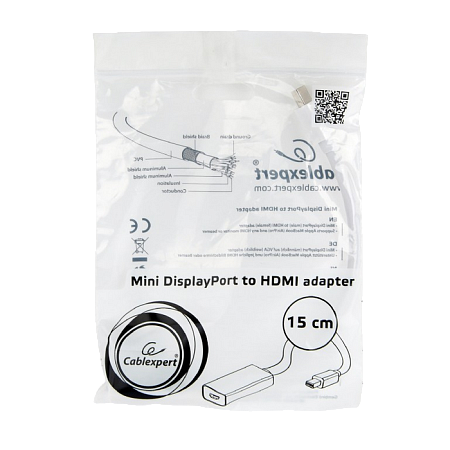 Adapter DP mini M to HDMI F, White Cablexpert "A-mDPM-HDMIF-02-W", miniDisplay port male to HDMI fem