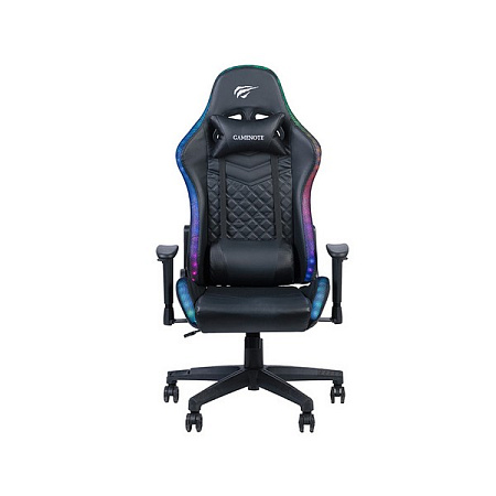 Gaming Chair Havit GC927, Headrest & Lumbar cushion, 2D Armrest, LED, 166 degrees, Black