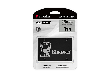 2.5" SATA SSD 1.0TB  Kingston KC600 [R/W:550/520MB/s, 90K/80K IOPS, SM2259, 3D NAND TLC]