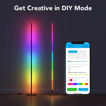 Торшер GOVEE RGBICW Floor Lamp, Wi-Fi + BT, Multicolor + Extra White LEDs