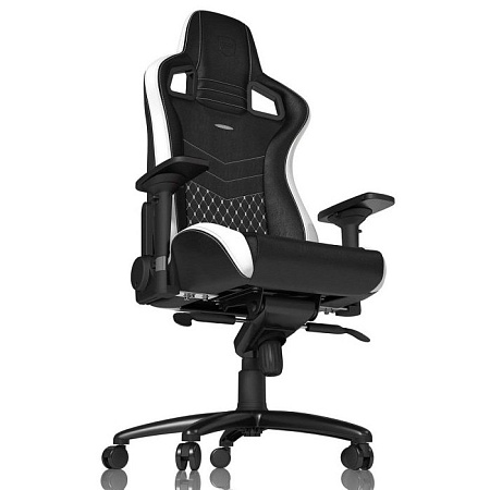 Gaming Chair Noble Epic NBL-RL-EPC Black/Red/White Real Leather,  Max load 120kg / height 165-180cm