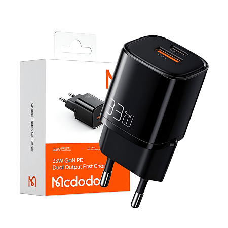 Mcdodo Wall Charger Nano Series 1*USB-A+1*Type-C 3A 33W, Black Mcdodo Wall Charger Nano Series 1*USB-A+1*Type-C 3A 33W, Black
