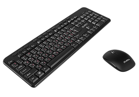 Wireless Keyboard & Mouse SVEN KB-C3200W, Multimedia, Splash proof, Battery indicator, 1600 dpi, 4 b Wireless Keyboard & Mouse SVEN KB-C3200W, Multimedia, Splash proof, Battery indicator, 1600 dpi, 4 b
