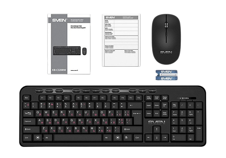 Wireless Keyboard & Mouse SVEN KB-C3200W, Multimedia, Splash proof, Battery indicator, 1600 dpi, 4 b Wireless Keyboard & Mouse SVEN KB-C3200W, Multimedia, Splash proof, Battery indicator, 1600 dpi, 4 b