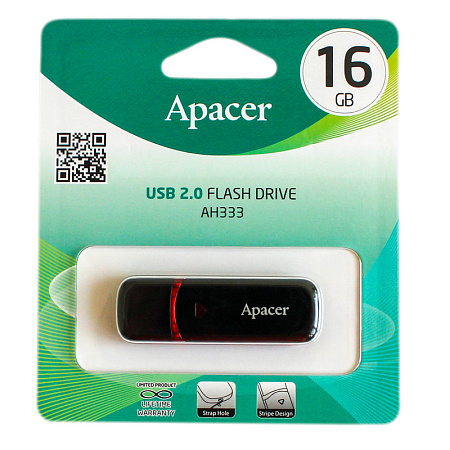 USB Flash накопитель Apacer AH333, 16Гб, Черный/Красный