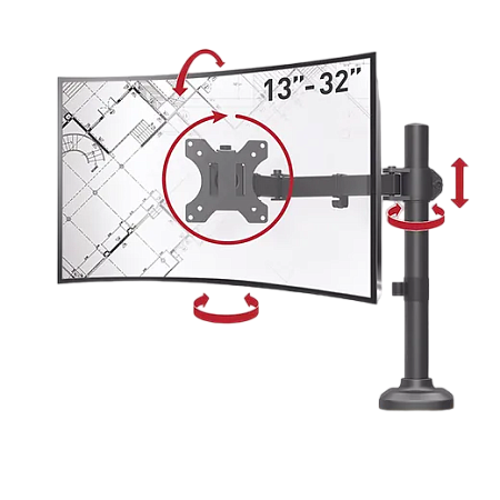 Table/desk stand for  monitor Barkan M121T, 13"-27", max.12kg, VESA: 75x75, 100x100