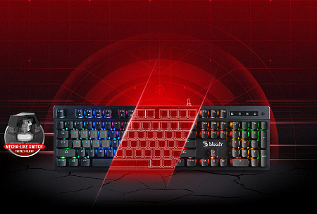 Gaming Keyboard Bloody B500N, Mecha-Like, Tackile SW, Game Mode, Macro, Fn keys, Spill-resistant, Ne