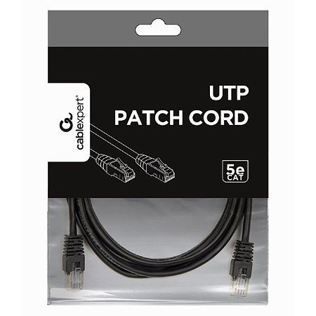  3m, Patch Cord  Black, PP12-3M/BK, Cat.5E, Cablexpert, molded strain relief 50u" plugs