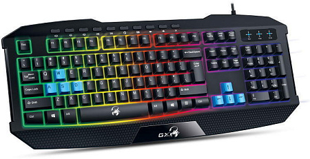 Gaming Keyboard Genius SCORPION K215, Multimedia, Spill-resistant, 7 color backlight, Black, USB