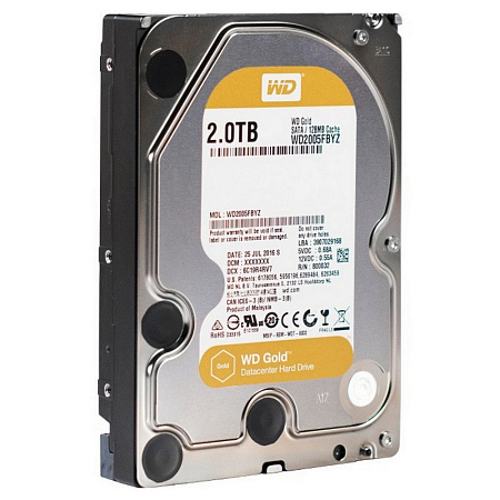 3.5" HDD  2.0TB-SATA-128MB Western Digital  "Gold (WD2005FBYZ)", Enterprise, CMR, 2.5M (MTBF)