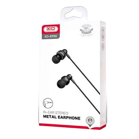 XO earphones, EP55 in-ear earphone, metal, Black XO earphones, EP55 in-ear earphone, metal, Black