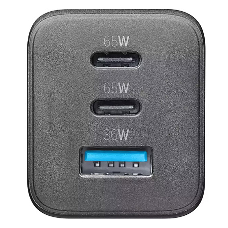 Wall Charger GAN Cellularline, 3 Ports, 2 PD + USB, 65W, Black