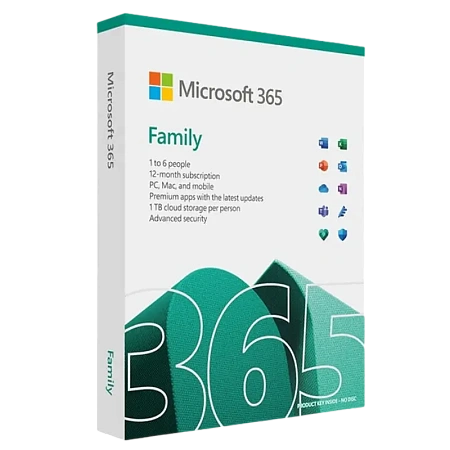 Office Pack M365 Family English Sub1YR Central / Eastern Europe Only Medialess P10