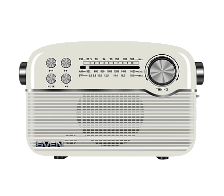 Speakers SVEN Tuner "SRP-500" White 3W, Bluetooth, FM/AM/SW, USB, microSD, AUX, battery
