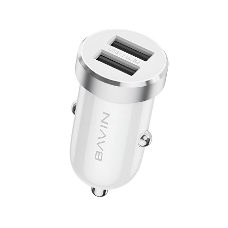 BAVIN Car Charger Dual USB Universal + Cable Micro-USB, 2.4A,12W, White