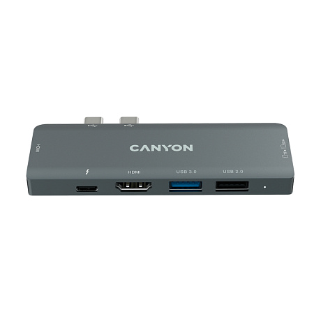 Docking Station Canyon DS-5B for MacBook, 7-in-1, USB3.0, USB-C, USB2.0, 2xHDMI, SD, MicroSD, PD 100