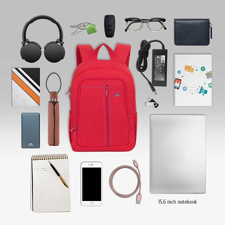 Backpack Rivacase 7560, for Laptop 15,6" & City bags, Canvas Red