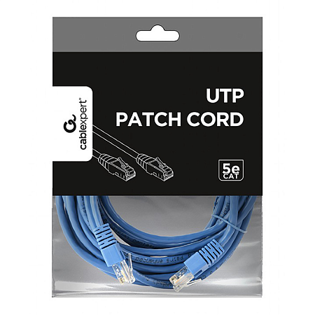 5m, Patch Cord Blue, PP12-5M/B, Cat.5E, Cablexpert, molded strain relief 50u" plugs 5m, Patch Cord Blue, PP12-5M/B, Cat.5E, Cablexpert, molded strain relief 50u" plugs