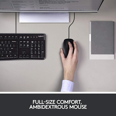 Keyboard & Mouse Logitech MK120, Thin profile, Spill-resistant, Quiet typing, 1000dpi, 3 buttons, 1.