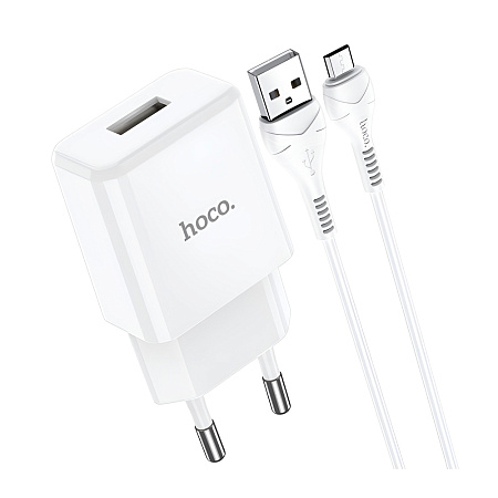 Hoco Wall Charger with Cable USB to Micro-USB 2.1A N9 Especial, White Hoco Wall Charger with Cable USB to Micro-USB 2.1A N9 Especial, White