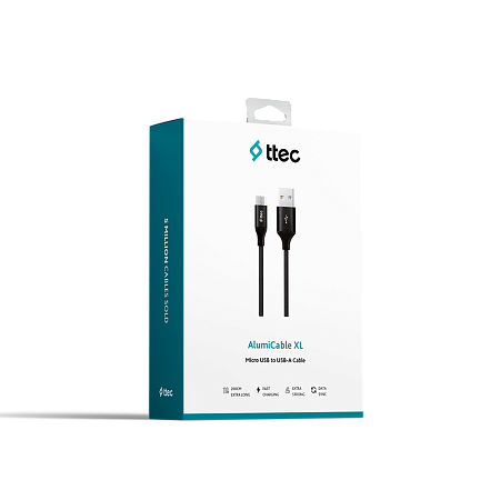 ttec Cable USB to Micro USB 2.4A (2m) Alumi XL, Black