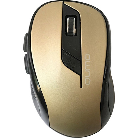 Wireless Mouse Qumo M64, Optical, 800-1600 dpi, 6 buttons, Ergonomic, 2xAAA, Bronze