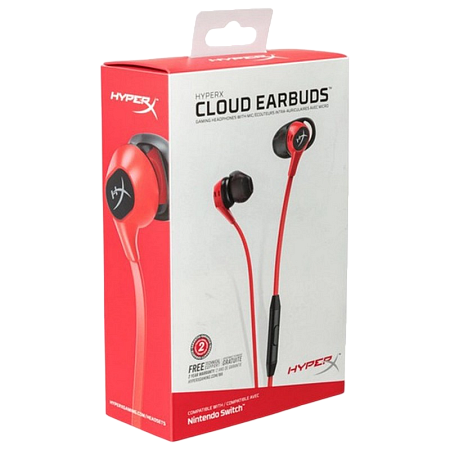 Gaming Earphones HyperX Cloud Earbuds II, 14.3mm driver, 65 Ohm, 20-20khz, 105db,20g.,3.5(4pin), Red