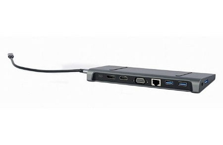 Docking Station Gembird A-CM-COMBO9-02, 3xUSB3.1, USB-C, HDMI, DP, VGA, LAN, 3.5mm, PD 87W, Metal ho