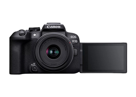 Беззеркальный фотоаппарат Canon EOS R10 + RF-S 18-45 IS STM & Adapter, Чёрный