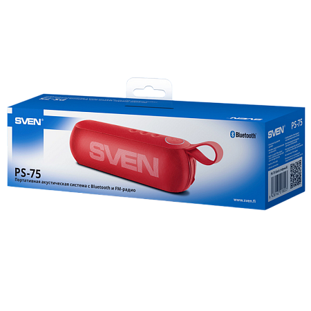 Speakers SVEN "PS- 75" Red, Bluetooth, FM, USB, microSD, 6w, Li-ion 1200mAh, Mic, DC 5 V