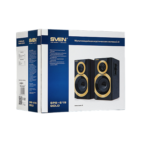 Speakers SVEN "SPS-619" Black/GOLD, 20w