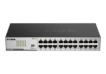 24-ports 10/100/1000Mbps Switch D-Link "DGS-1024D/I2A", 1U 19" Rackmountable, Metal Case