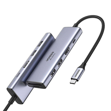 UGREEN Docking Station 6in1 USB-C to 1*HDMI 4K@30Hz + 3*USB-A3.0 + 1*SD + 1*TF | CM511, Gray