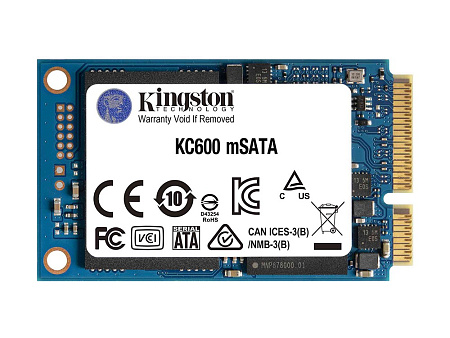 .mSATA SSD 1.0TB Kingston KC600 [R/W:550/520MB/s, 90K/80K IOPS, 600TBW, 1M MTBF, 3DTLC]