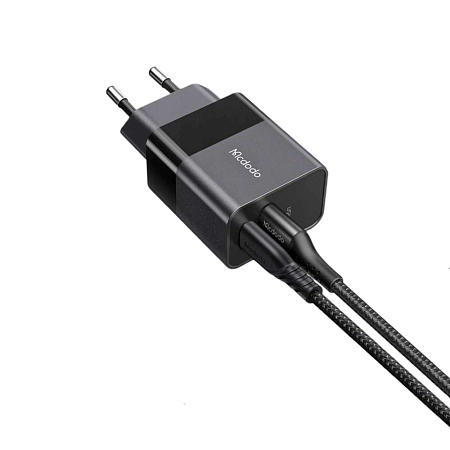 Mcdodo Wall Charger Hydrogen Series 3A 1*USB-A+1*Type-C 20W, Black Mcdodo Wall Charger Hydrogen Series 3A 1*USB-A+1*Type-C 20W, Black